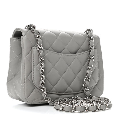 Chanel Lambskin Quilted Mini Square Flap Light Grey 4 of 8