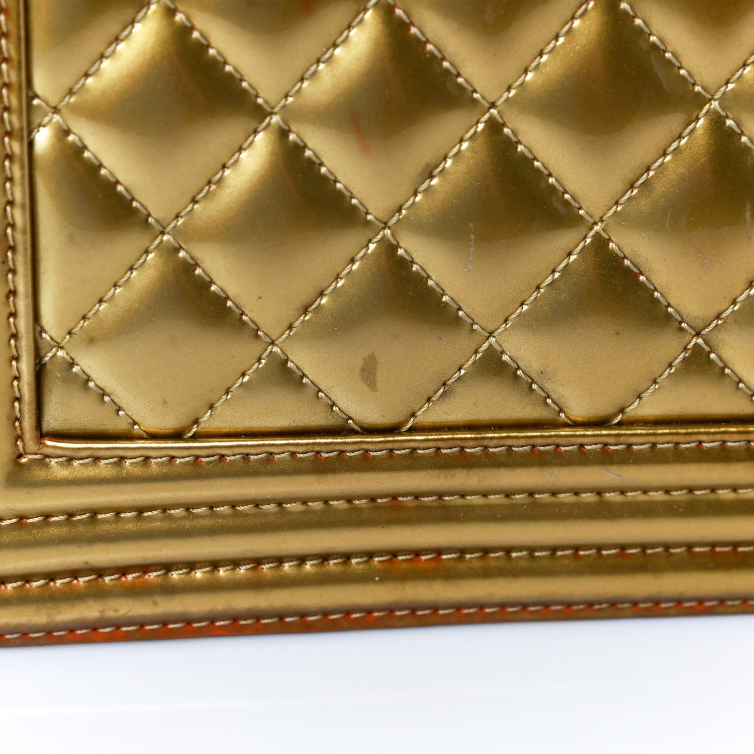 Chanel Metallic Patent Calfskin Quilted Medium Boy Flap Gold 18 of 26