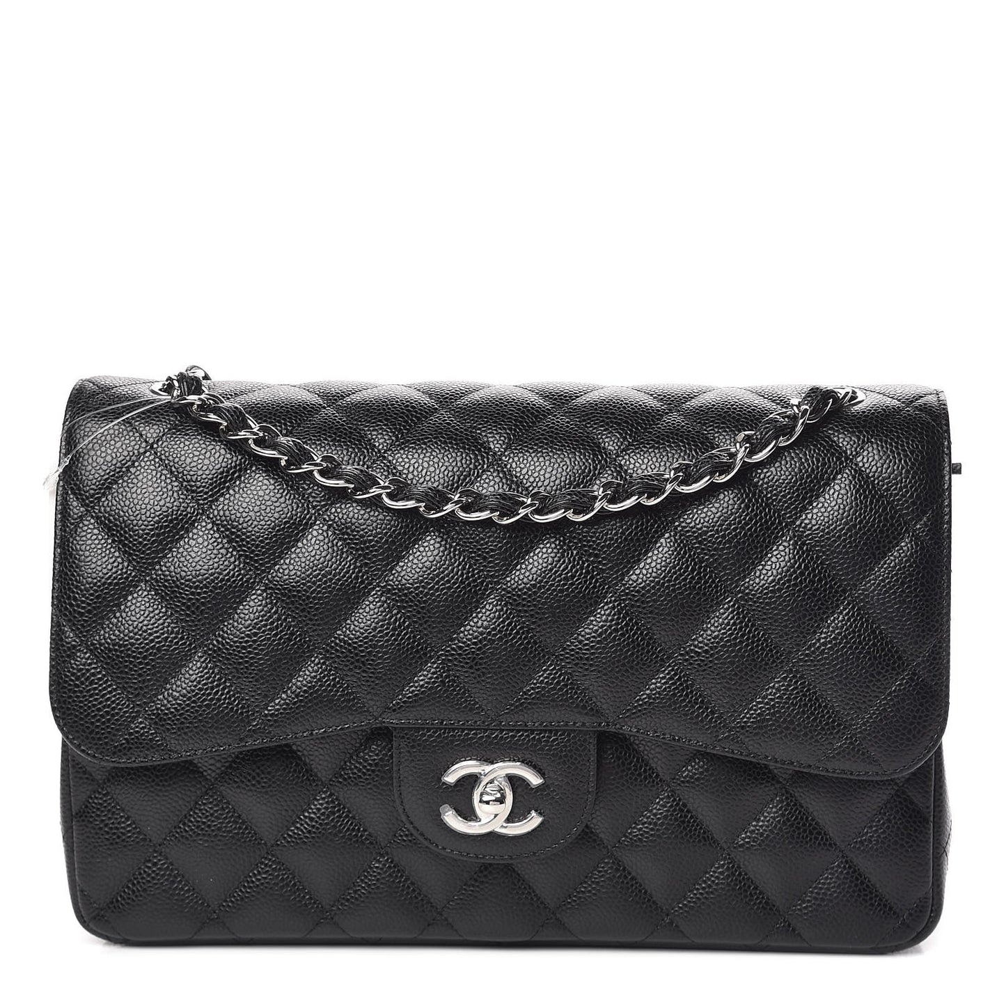 Caviar Quilted Jumbo Double Flap Black