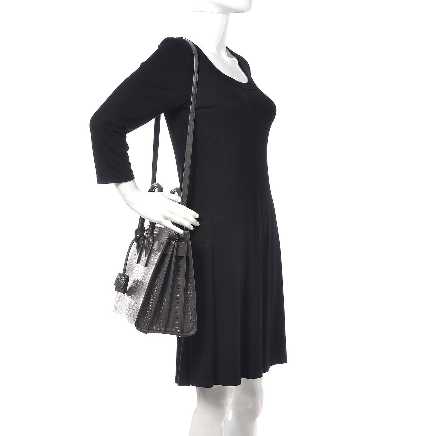 Calfskin Crocodile Embossed Small Sac De Jour Fog