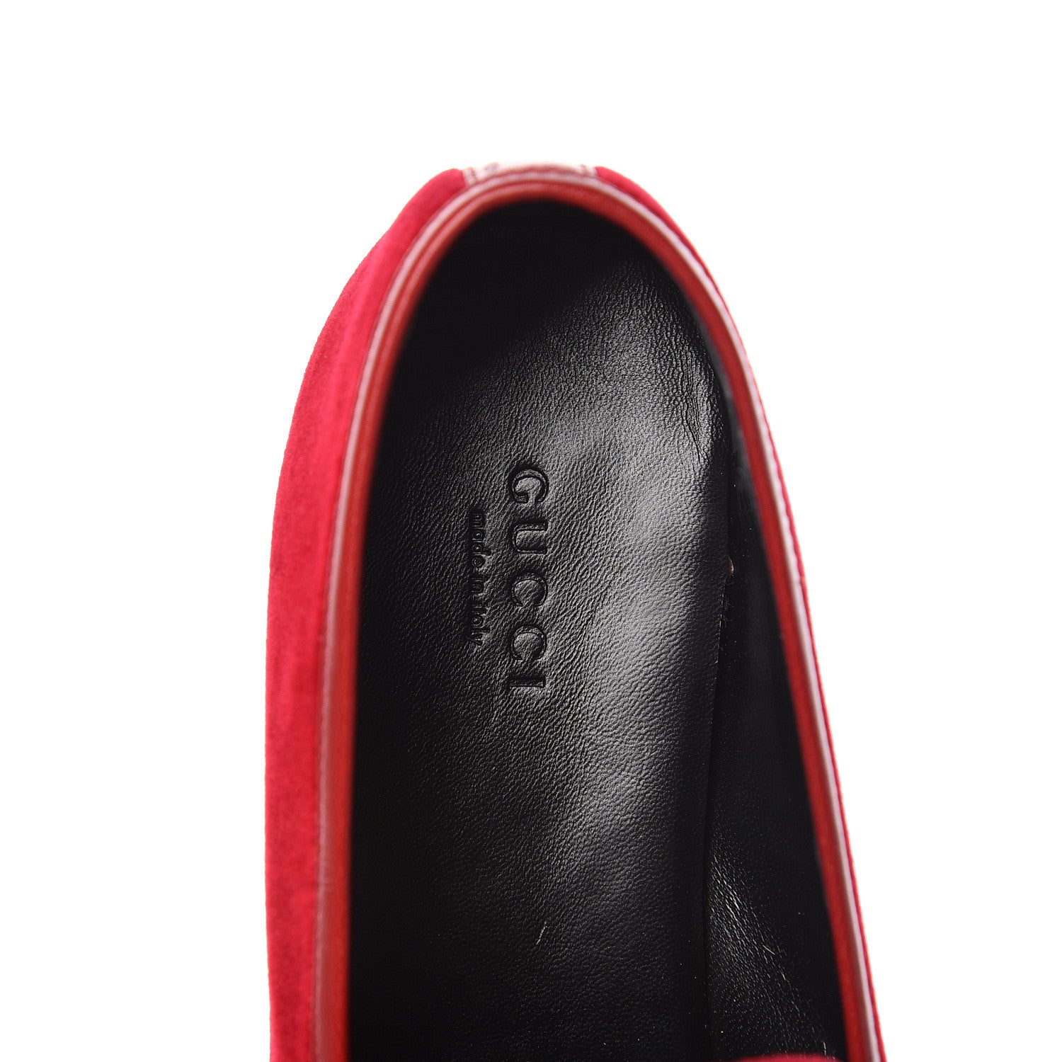 Gucci Velvet Horsebit Womens Jordaan Loafers 38 Hibiscus Red 7 of 9
