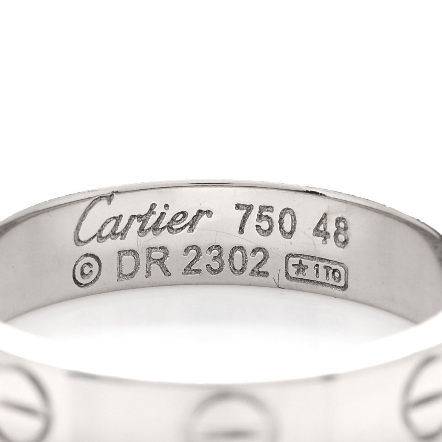 18K White Gold 3.5mm LOVE Wedding Band Ring 48 4.5