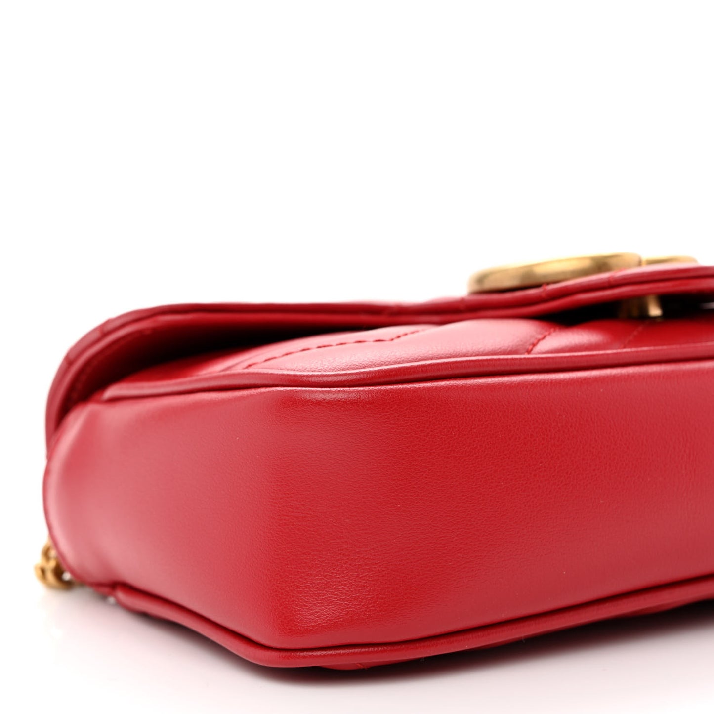 Calfskin Matelasse Super Mini GG Marmont Shoulder Bag Hibiscus Red