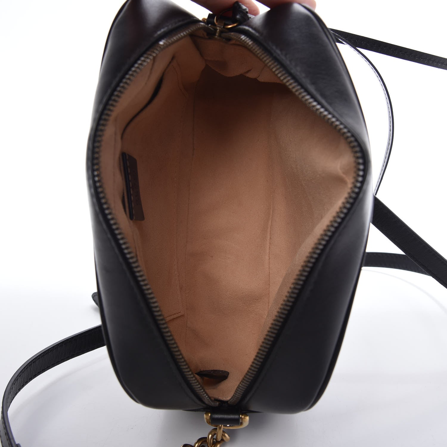 Gucci Calfskin Matelasse Small GG Marmont Chain Shoulder Bag Black 5 of 10