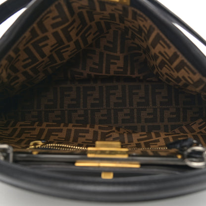 Fendi Goatskin Zucca Large Peekaboo Iconic Satchel Black Tobacco 5 of 12