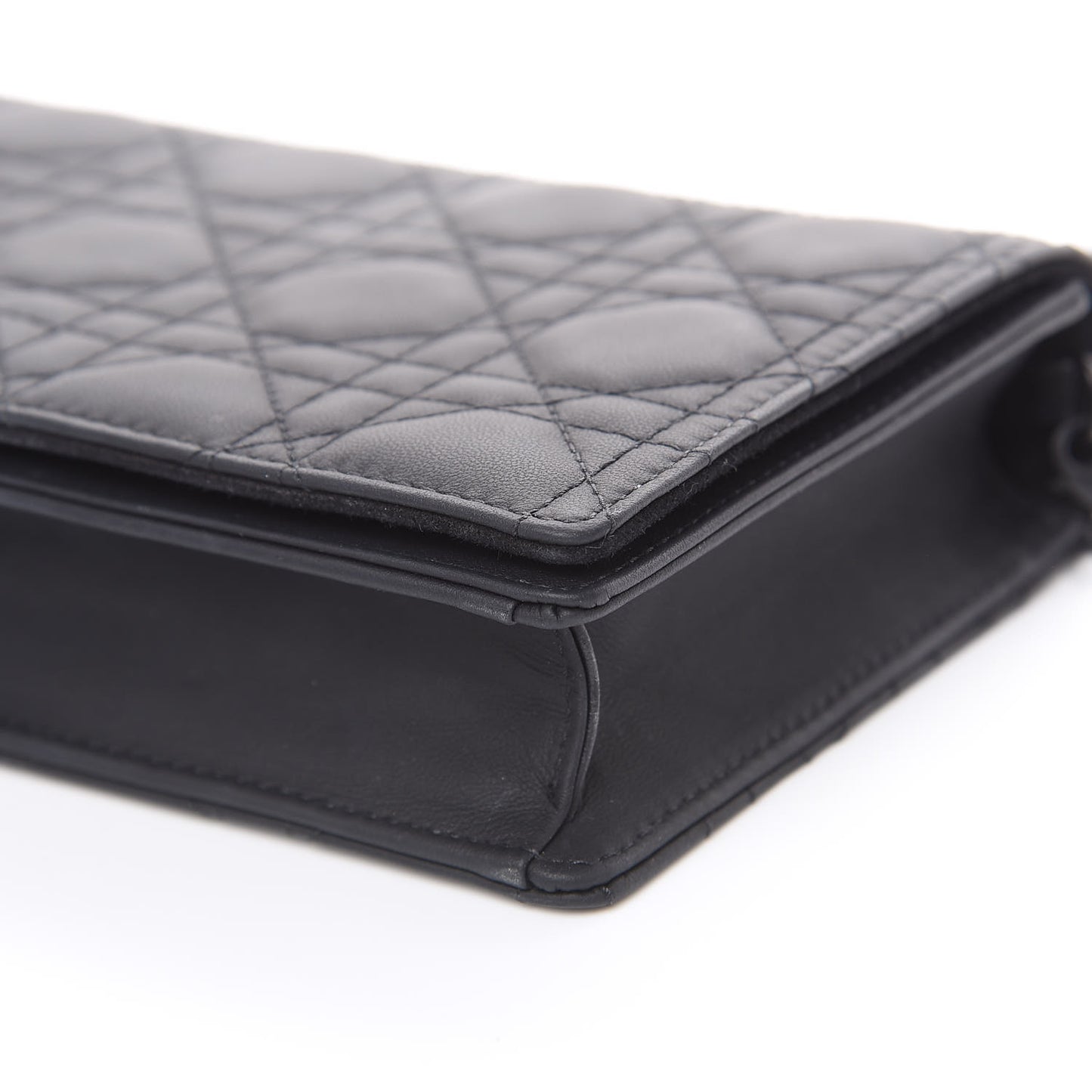 Ultra Matte Calfskin Cannage Lady Dior Clutch Black