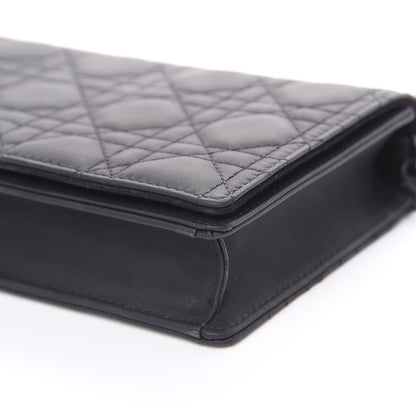 Christian Dior Ultra Matte Calfskin Cannage Lady Dior Clutch Black 10 of 10