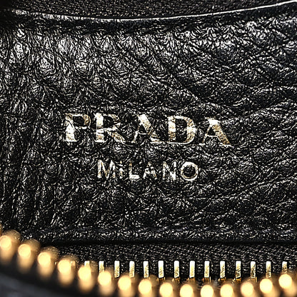 Prada Vitello Phenix Zippered Messenger Hobo Black 6 of 8
