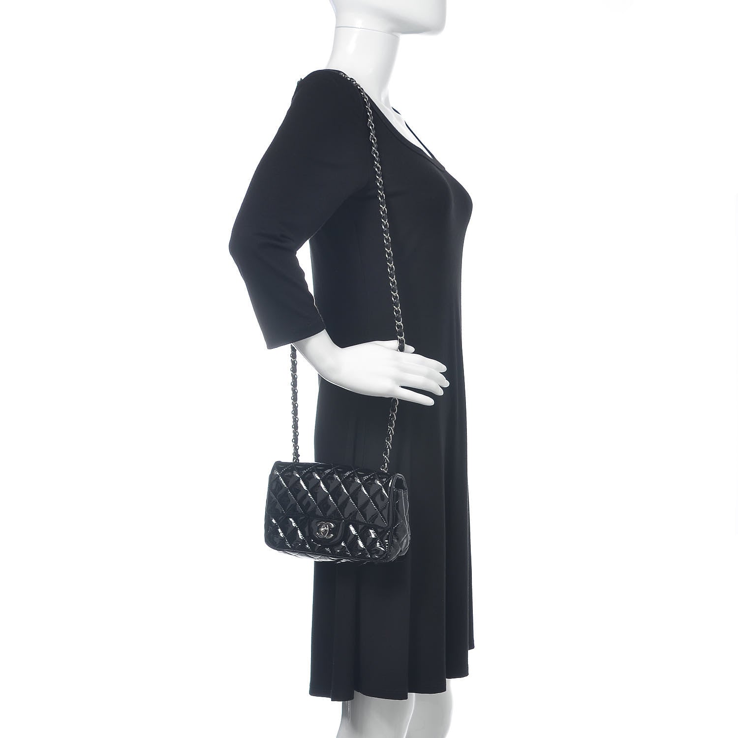 Chanel Patent Calfskin Quilted Mini Rectangular Flap Black 2 of 11
