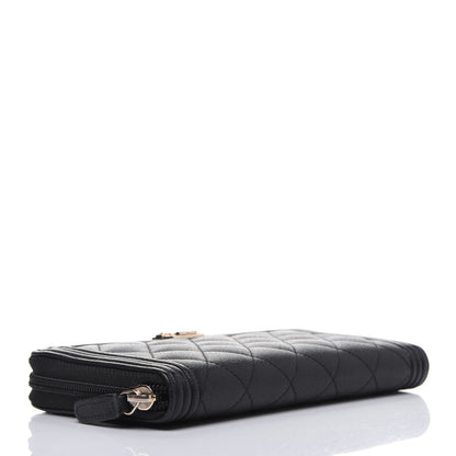 Chanel Caviar Quilted Boy Long Zip Around Wallet Black 4 of 14