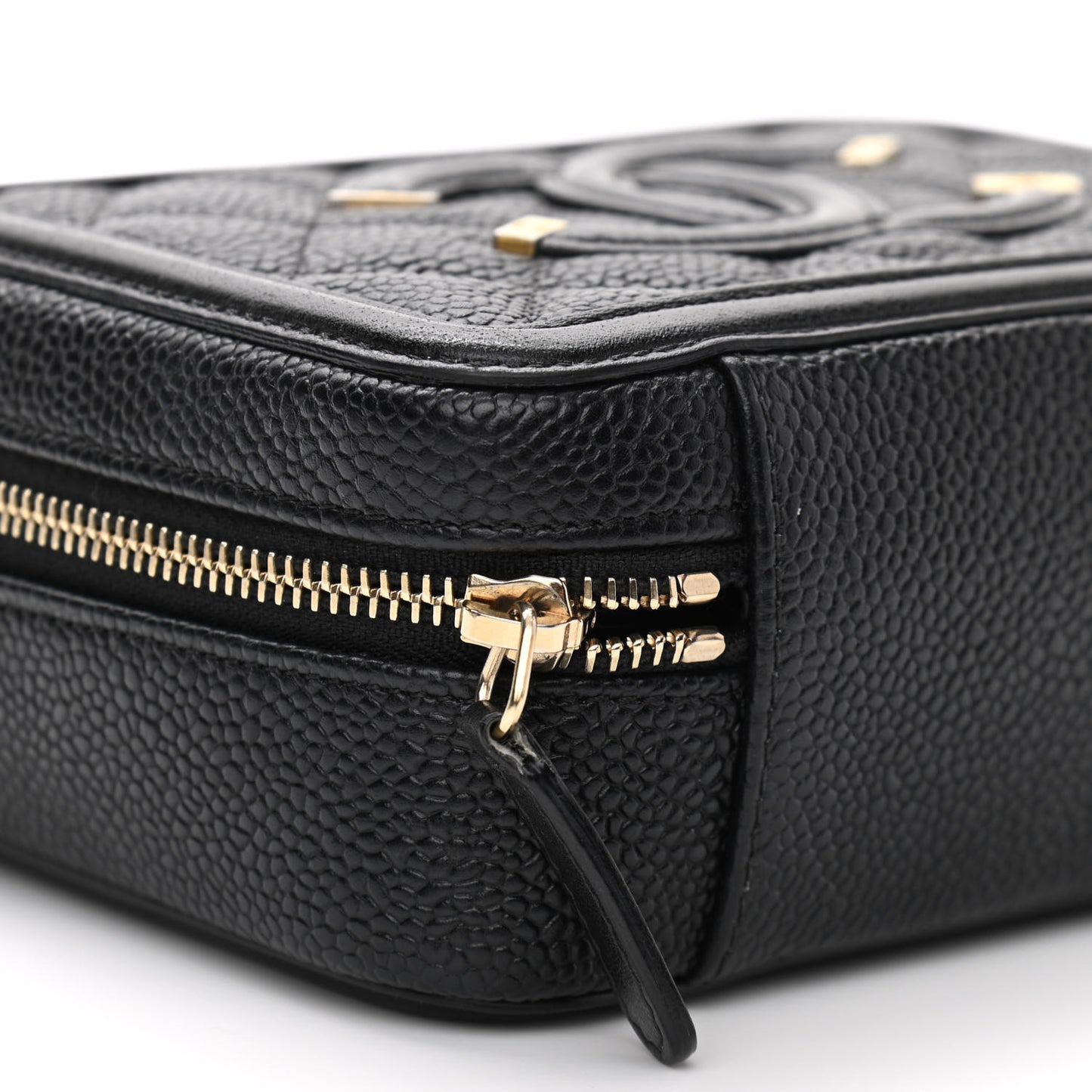 Caviar Quilted CC Filigree Vanity Clutch With Chain Black