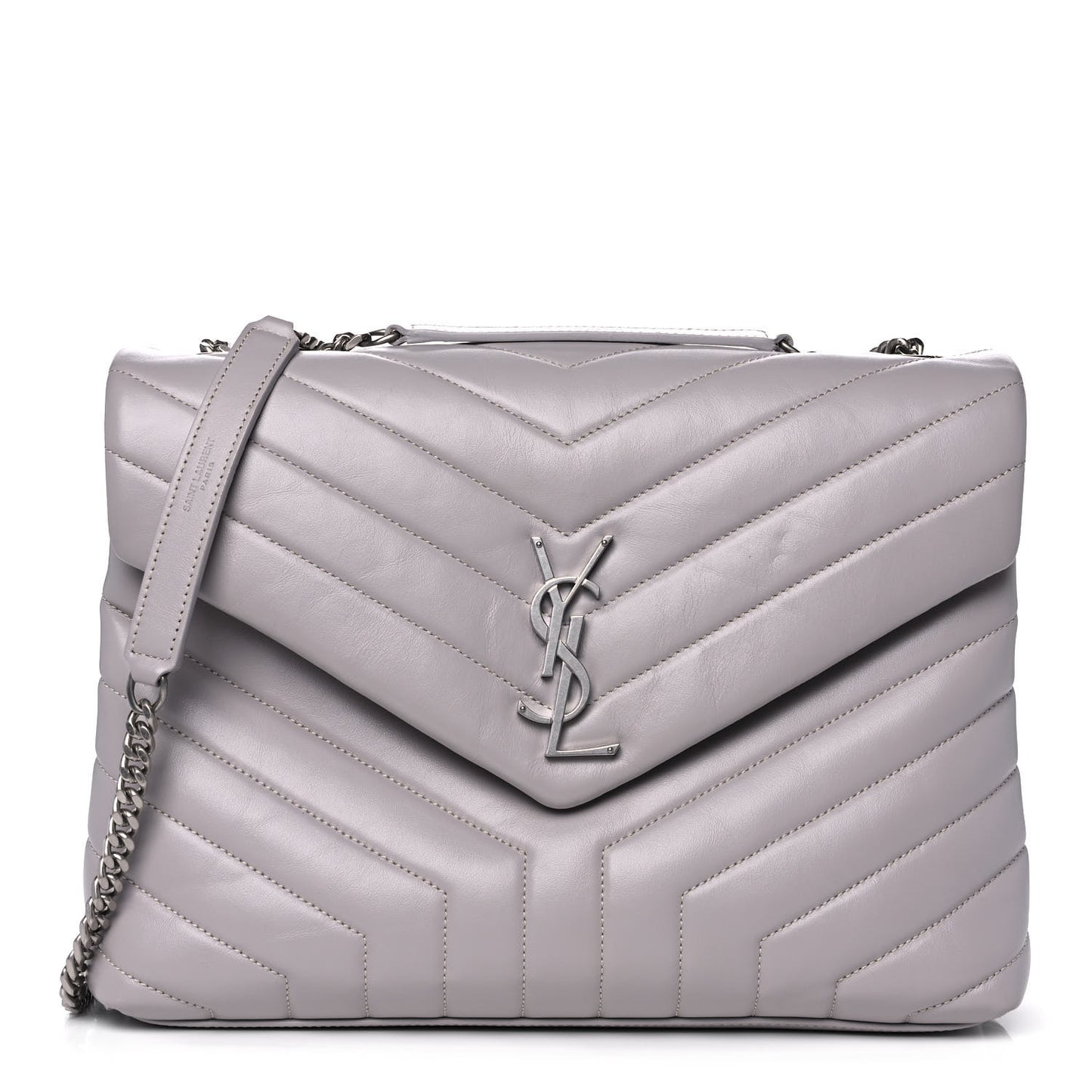 Calfskin Y Quilted Monogram Medium Loulou Chain Satchel Granite