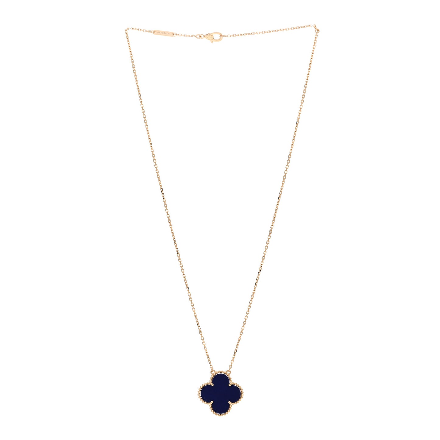 18K Yellow Gold Blue Sevres Porcelain Magic Alhambra Vendome Necklace