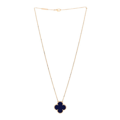 Van Cleef & Arpels 18K Yellow Gold Blue Sevres Porcelain Magic Alhambra Vendome Necklace 3 of 6