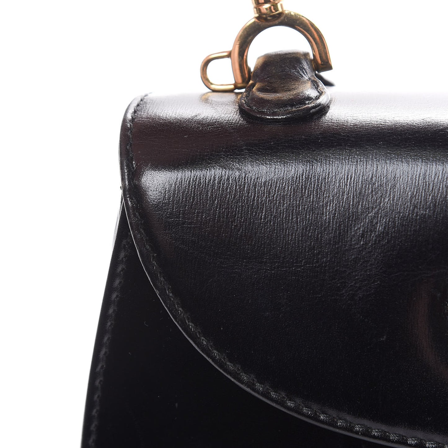 Calfskin Bamboo Top Handle Bag Black
