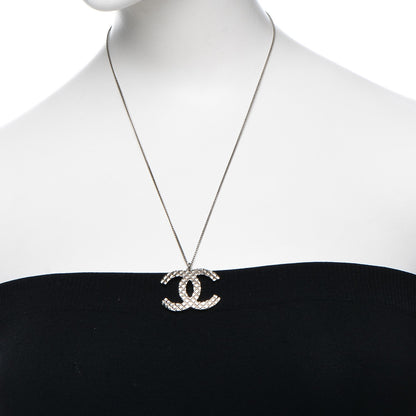 Chanel Quilted CC Pendant Necklace Silver 2 of 7