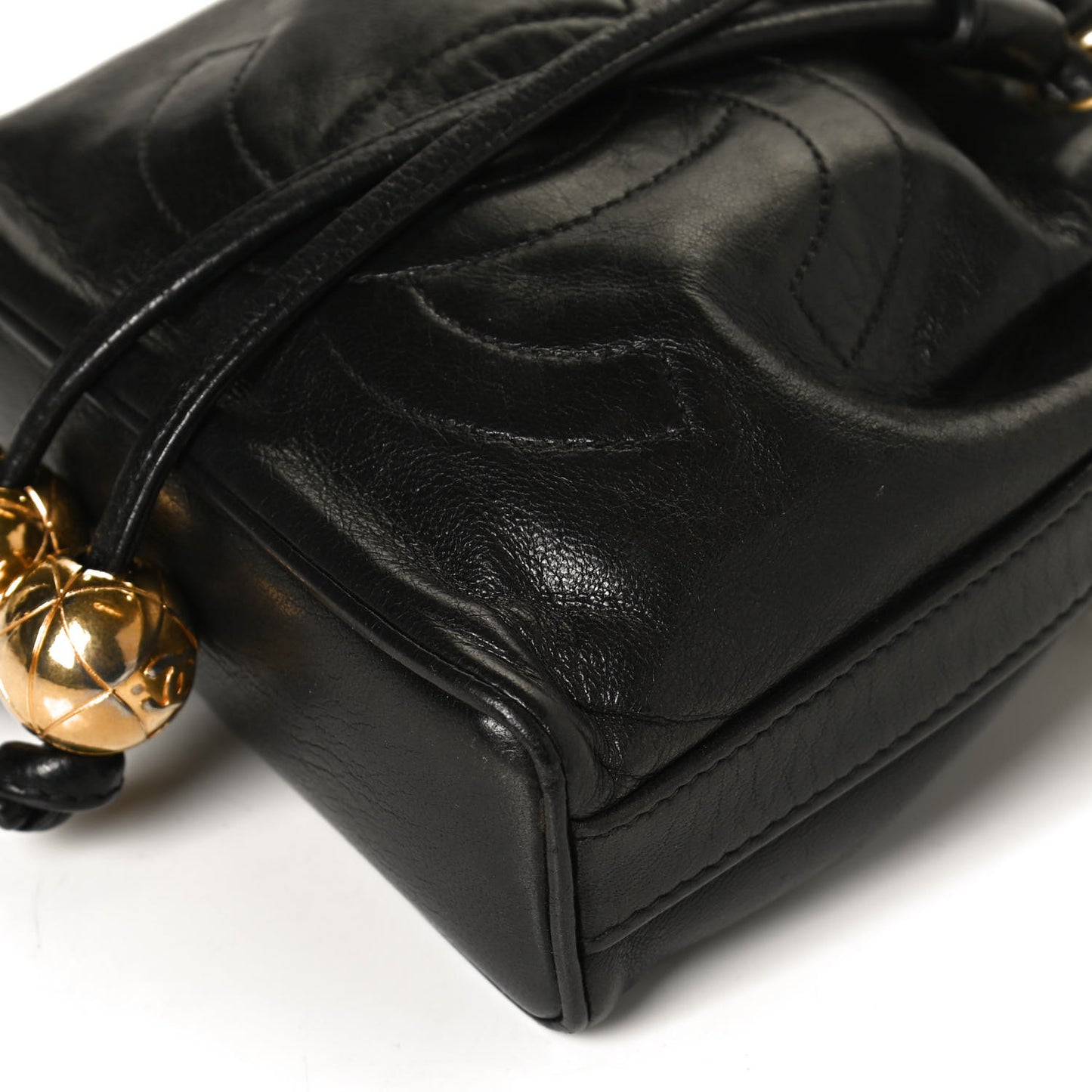 Lambskin Mini CC Drawstring Bag Black