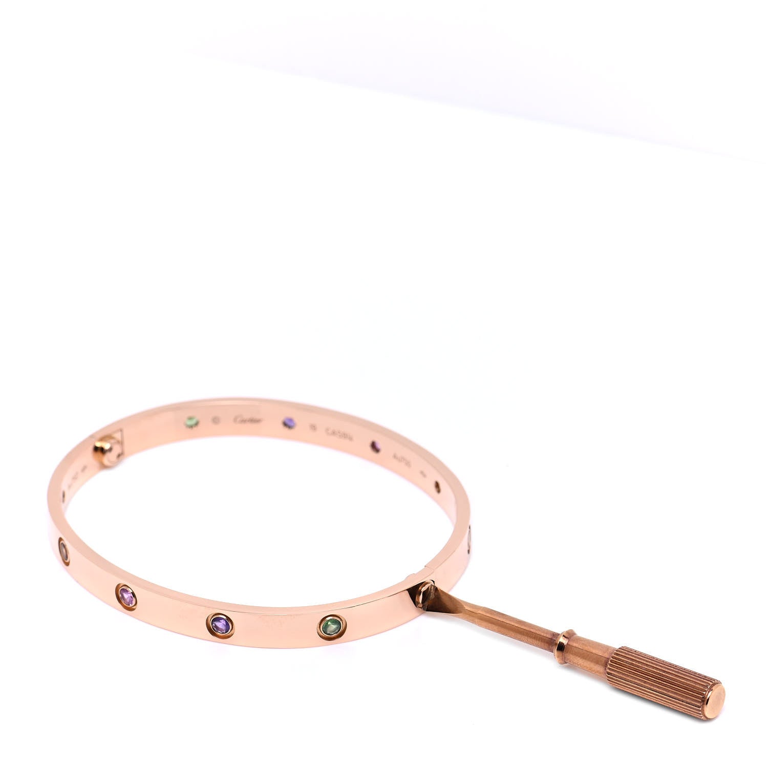 Cartier 18K Pink Gold Sapphire Garnet Amethyst LOVE Bracelet 19 5 of 6