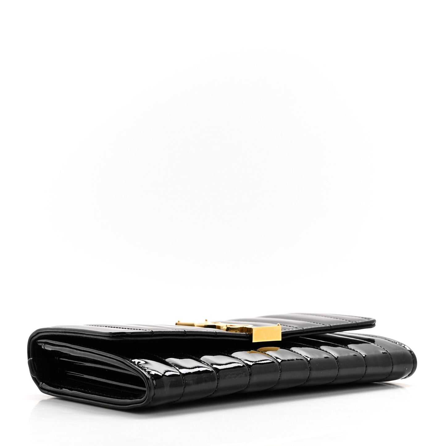 Patent Calfskin Matelasse Monogram Large Vicky Continental Wallet Black