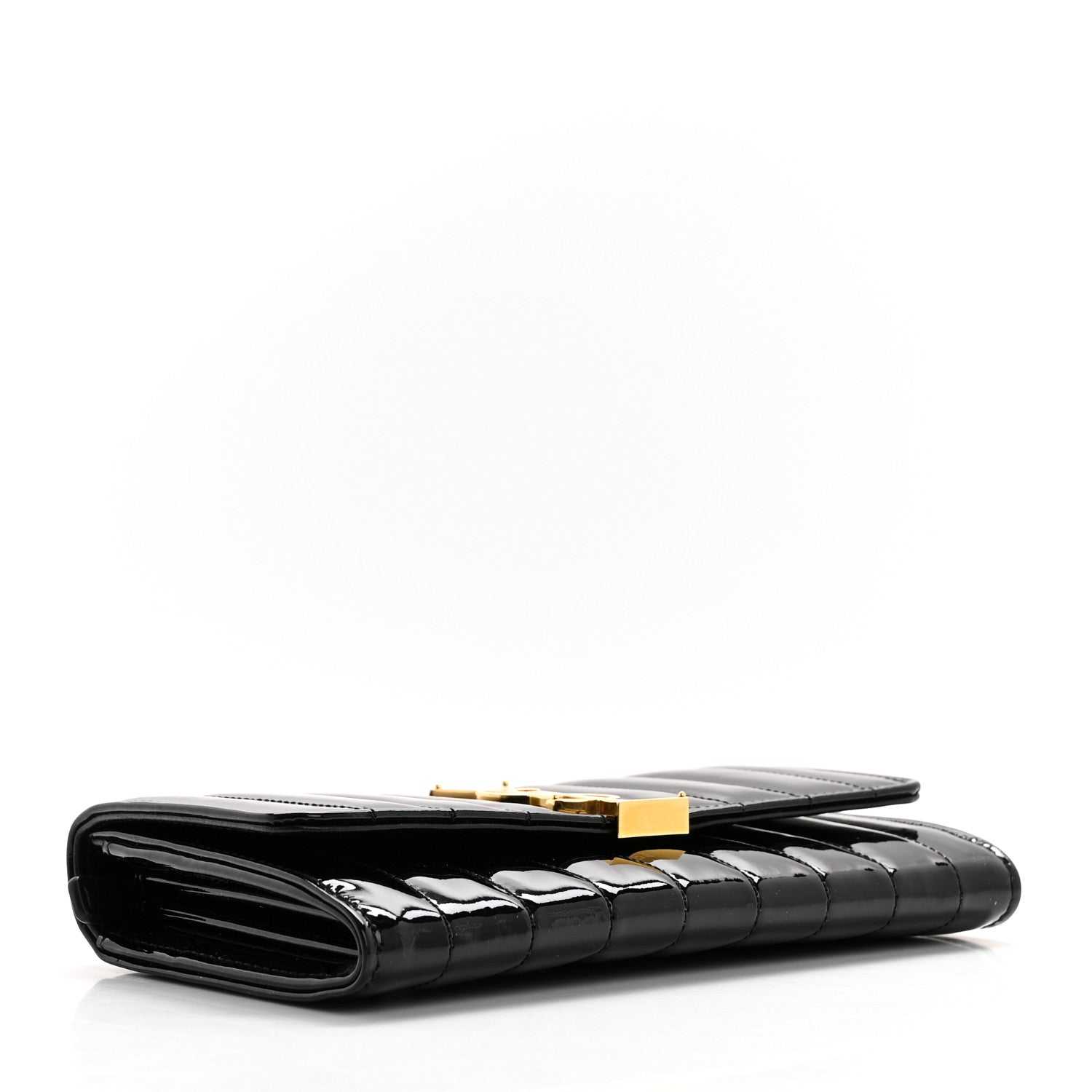 Saint Laurent Patent Calfskin Matelasse Monogram Large Vicky Continental Wallet Black 4 of 12