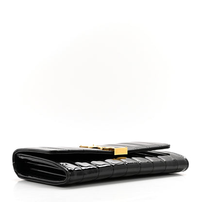 Saint Laurent Patent Calfskin Matelasse Monogram Large Vicky Continental Wallet Black 4 of 12