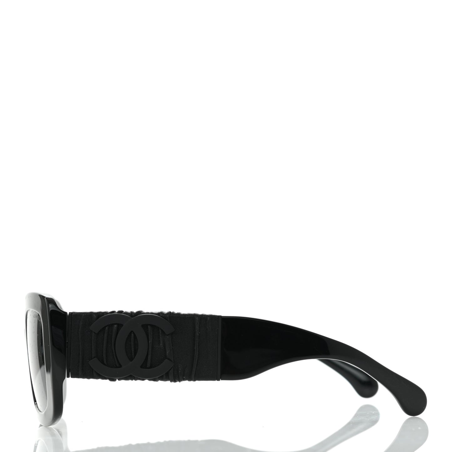 Acetate Calfskin Polarized Square Sunglasses 5473-Q-A Black