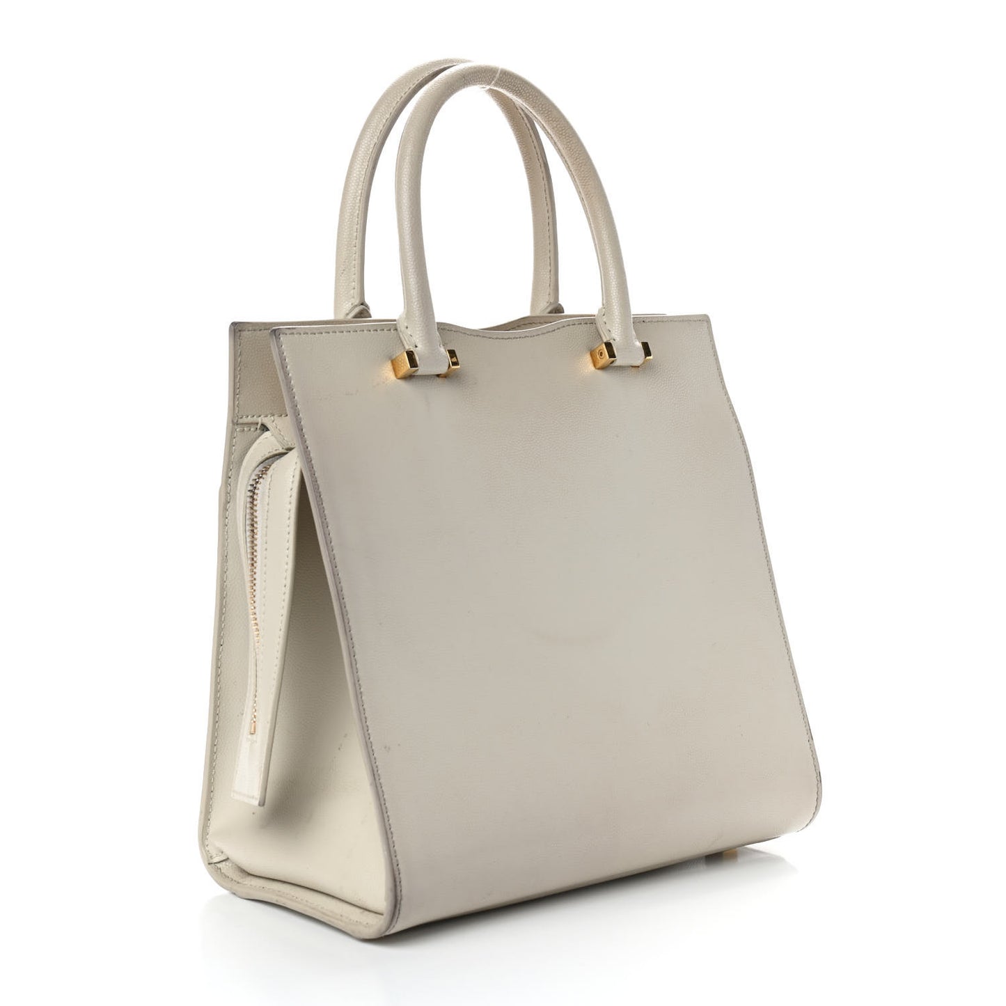 Shiny Calfskin Small Uptown Tote Crema Soft