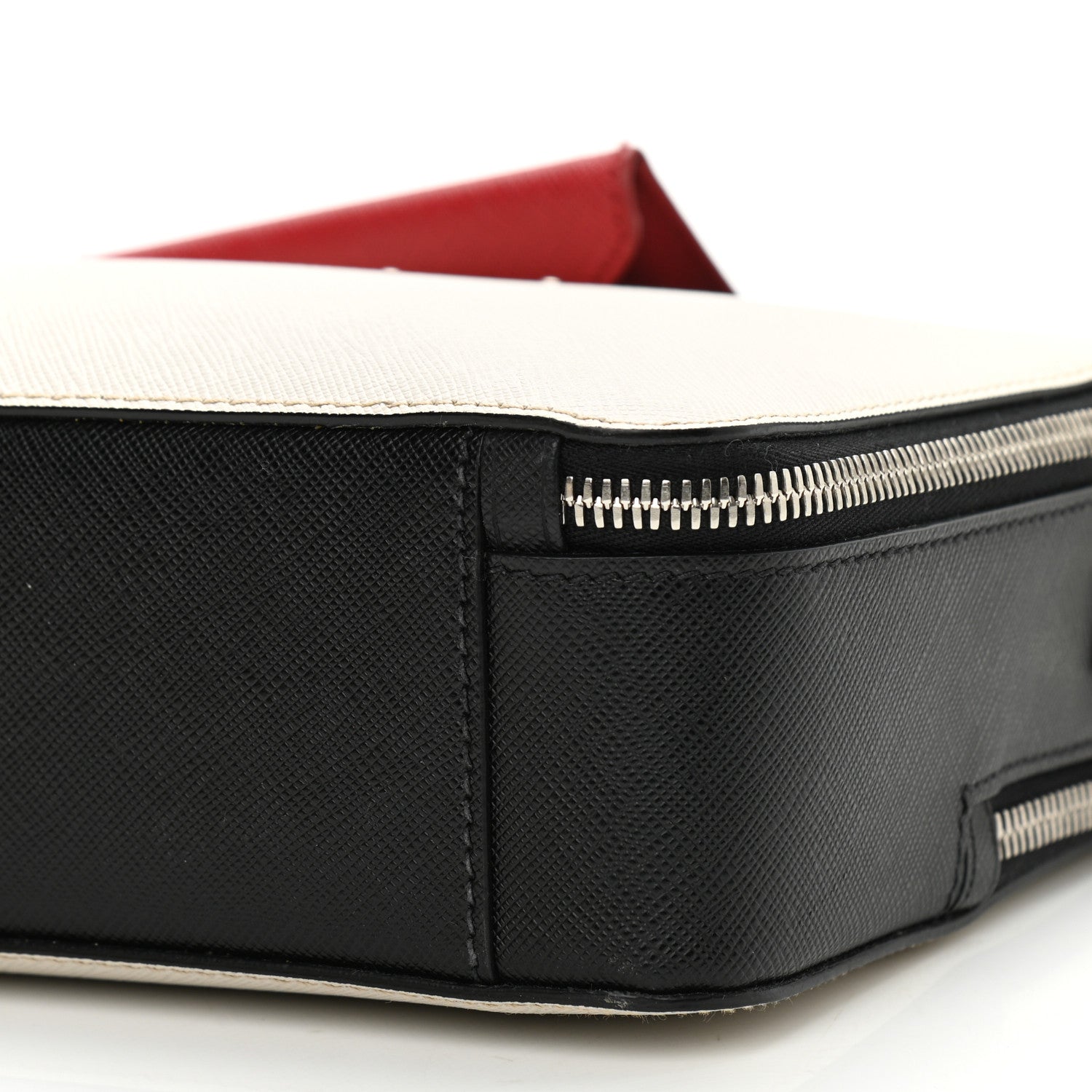 Prada Saffiano Mens Brique Crossbody Bag White Black 11 of 11
