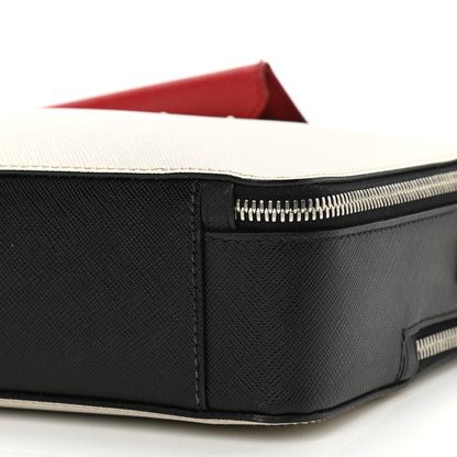 Prada Saffiano Mens Brique Crossbody Bag White Black 11 of 11