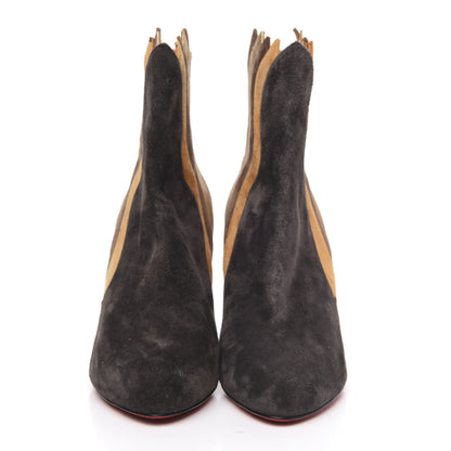 Christian Louboutin Veau Velours Nappa Verve Wavy 85 Ankle Boots 40 Version Chatain 2 of 9