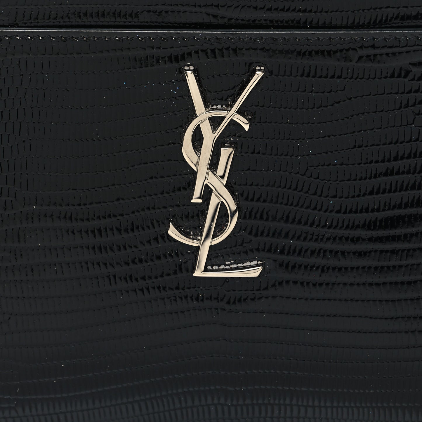 Lizard Embossed Monogram Bill Pouch Black