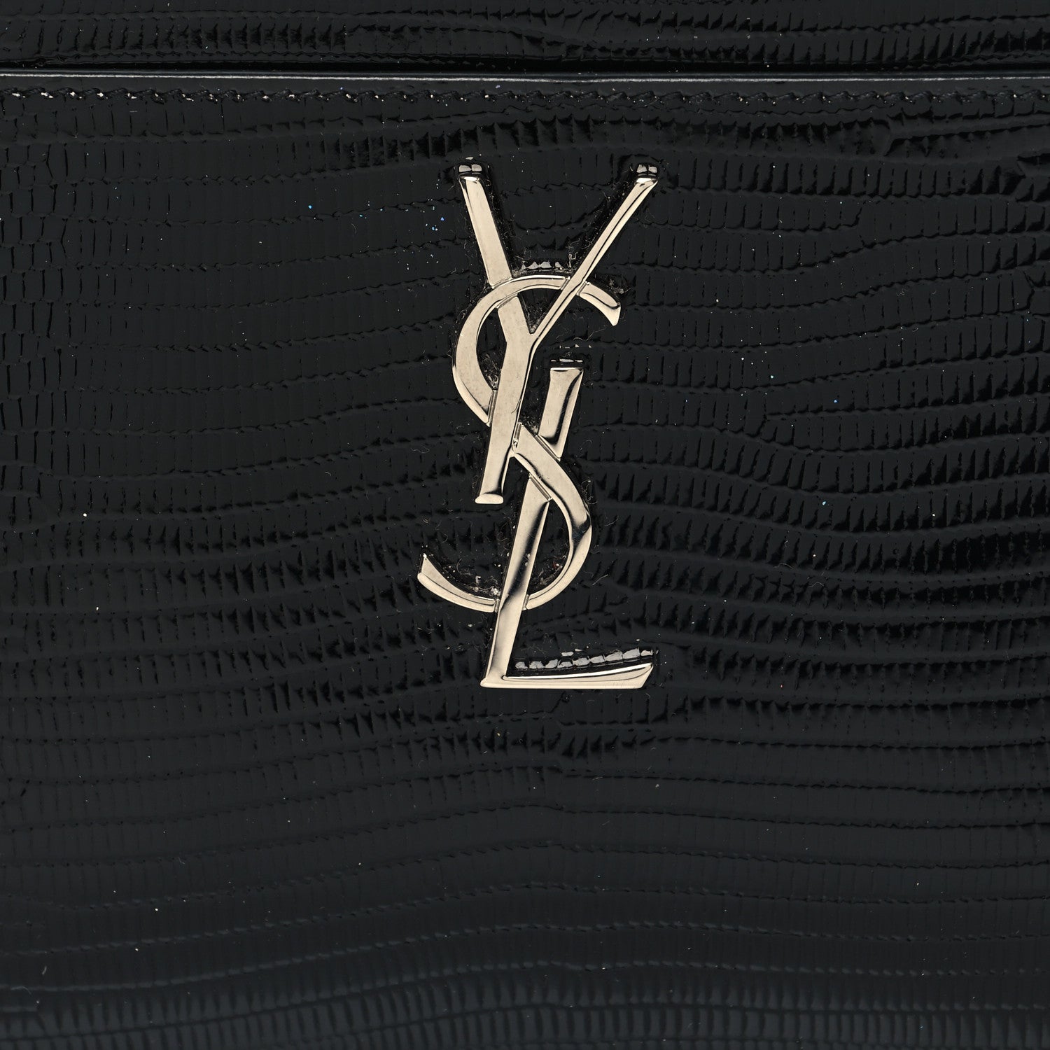 Saint Laurent Lizard Embossed Monogram Bill Pouch Black 8 of 9