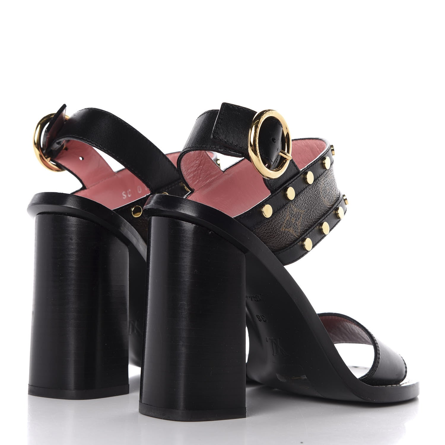 Louis Vuitton Calfskin Monogram Passenger Heeled Sandals 36 Black Rose 4 of 9