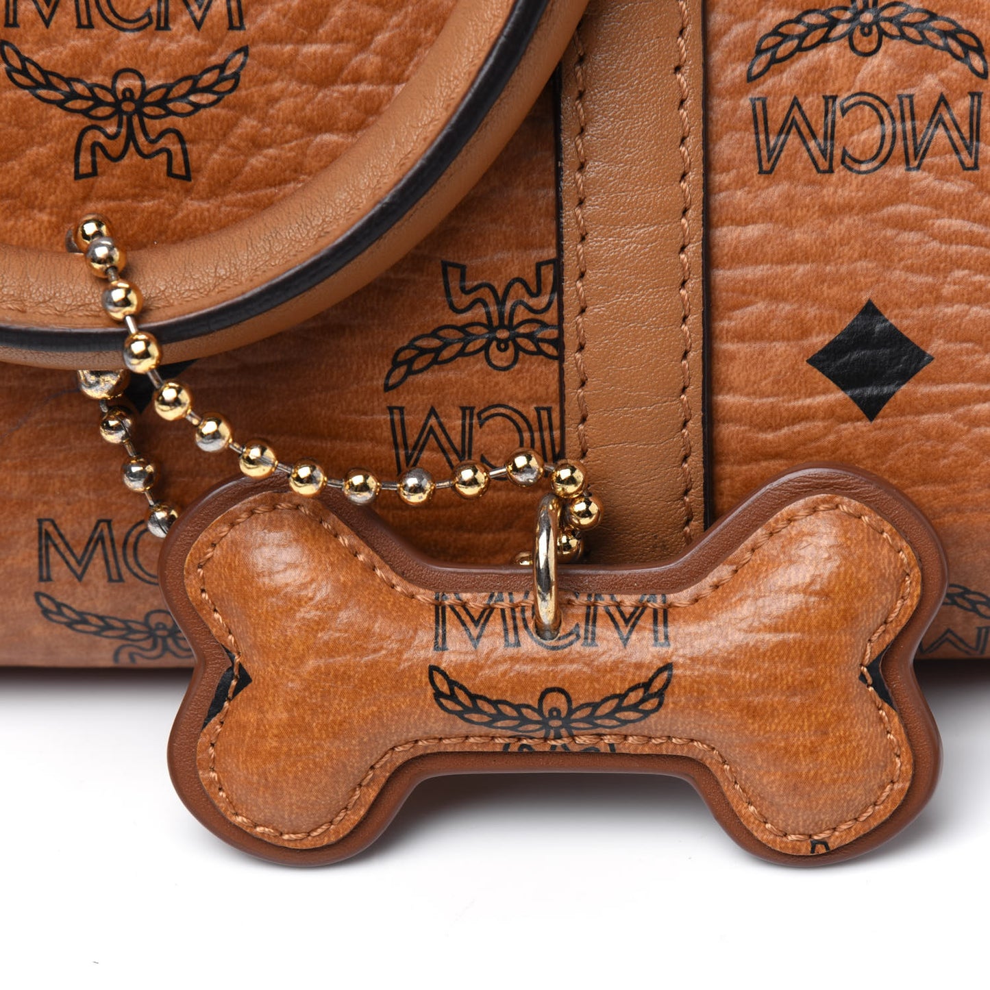 Visetos Dog Bone Boston Bag Cognac