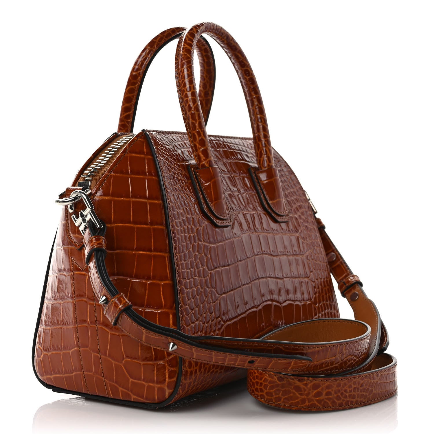 Givenchy Calfskin Crocodile Embossed Mini Antigona Tan 3 of 9