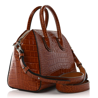 Givenchy Calfskin Crocodile Embossed Mini Antigona Tan 3 of 9