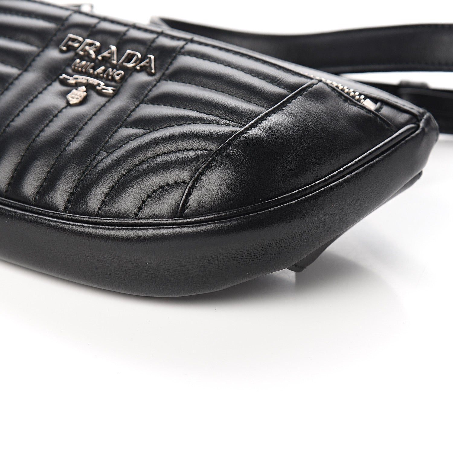 Prada Soft Calfskin Impunture Diagramme Belt Bag Black 5 of 8