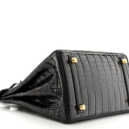 Hermes Shiny Porosus Crocodile Birkin 25 Black 10 of 11