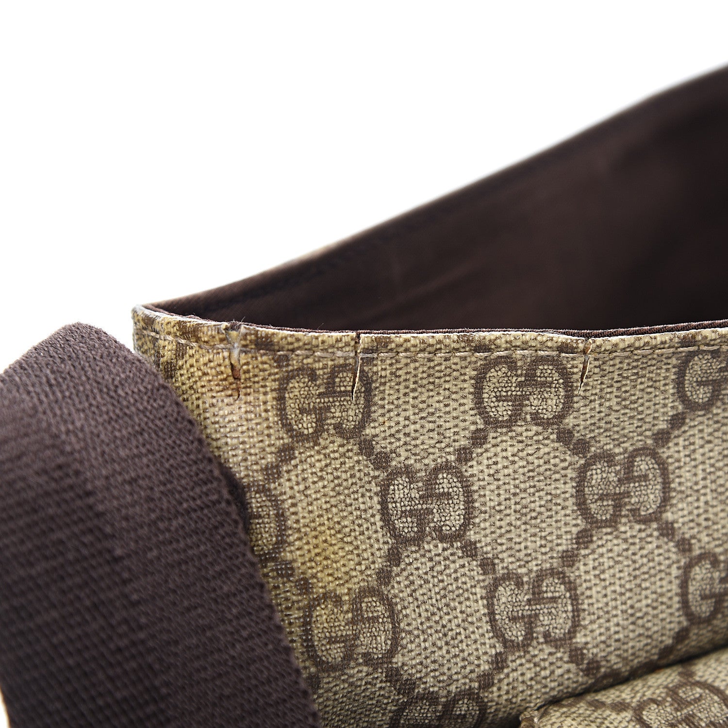 Gucci GG Plus Monogram Large Double Buckle Flap Messenger Bag Beige Dark Brown 7 of 11