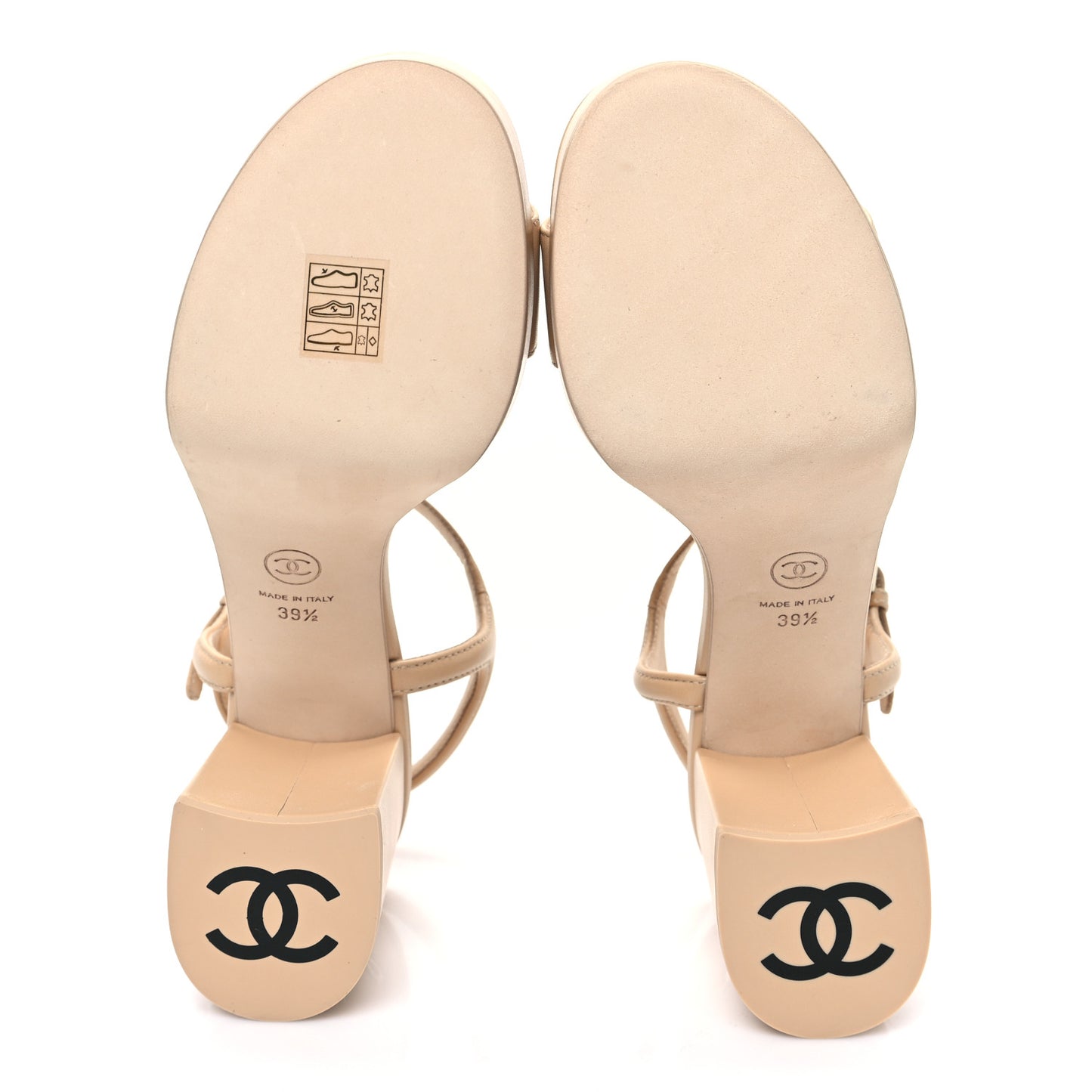 Lambskin Logo Platform Sandals 39.5 Beige