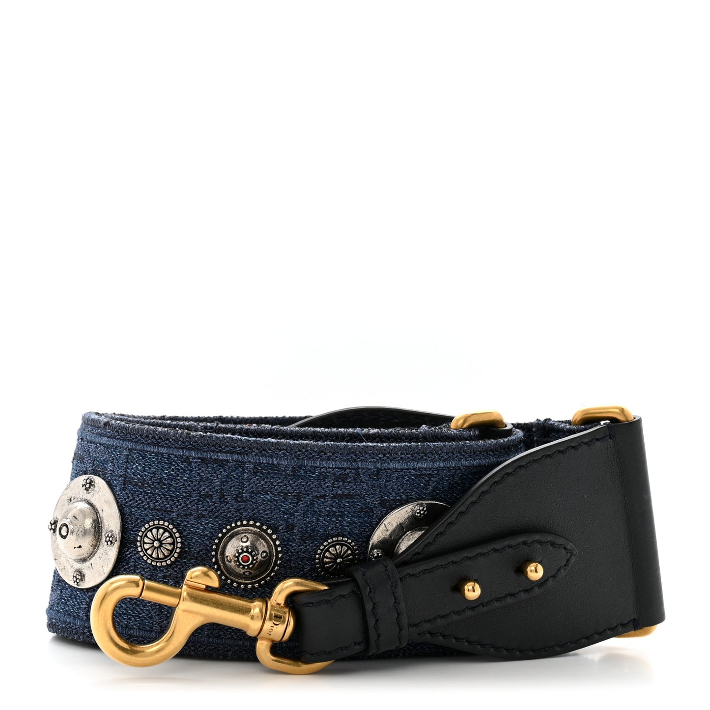 Oblique Denim Studded Shoulder Strap Blue