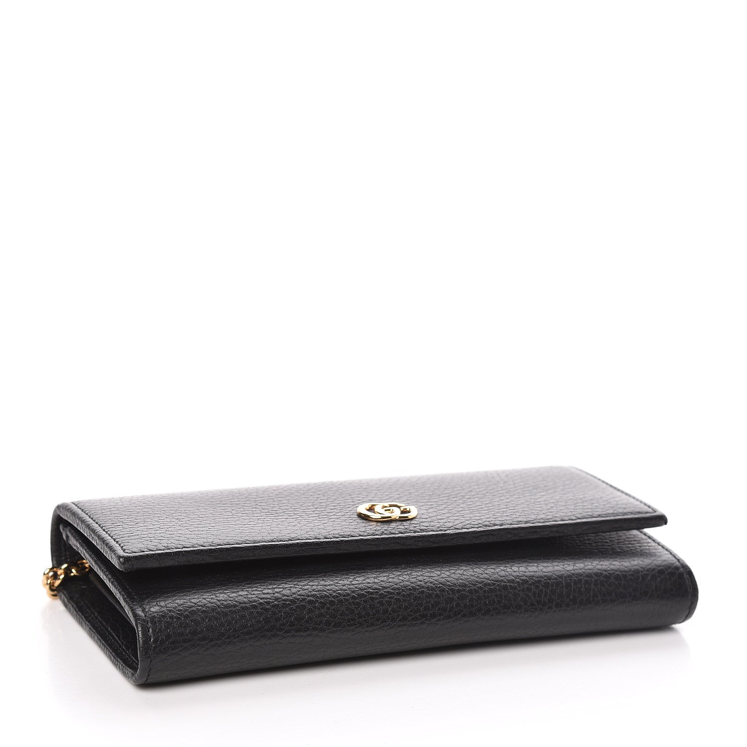 Gucci Calfskin Petite GG Marmont Wallet Chain Bag Black 4 of 12