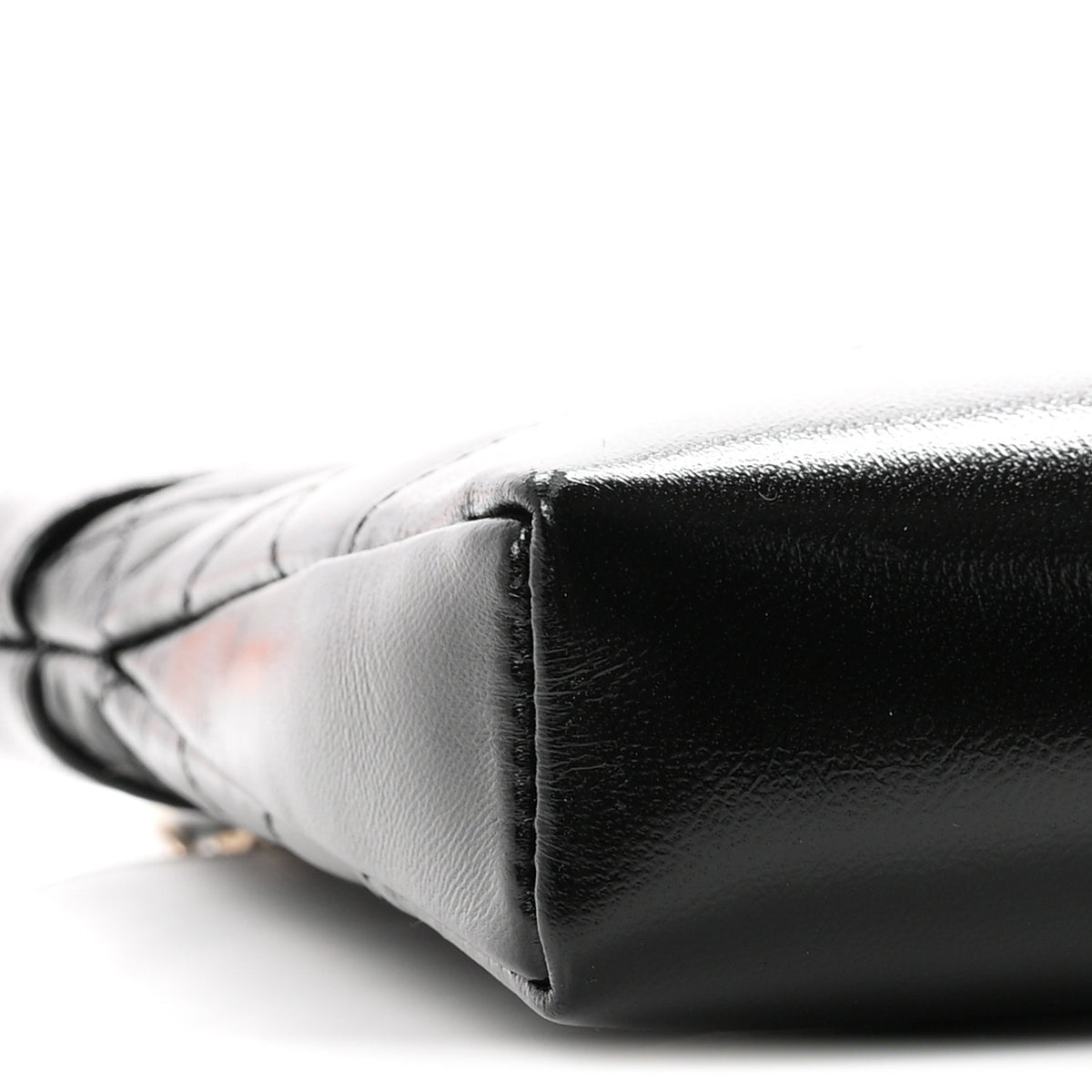 Shiny Crumpled Calfskin Quilted Nano 31 Shopping Bag Black