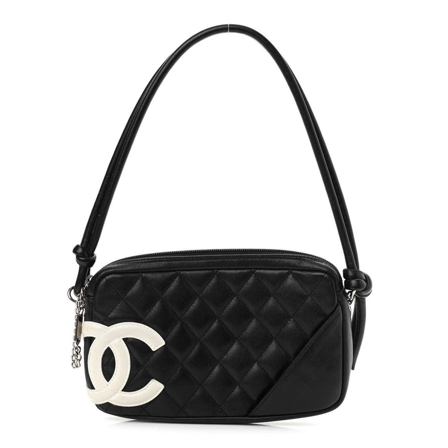 Calfskin Quilted Cambon Pochette Black White