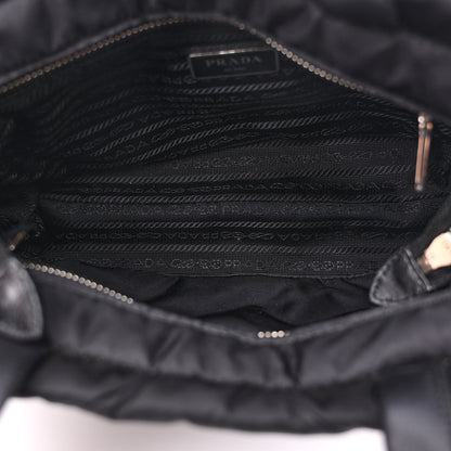 Prada Re-Nylon Nappa Triangle Quilted Padded Double Handled Zip Pocket Tote Black 5 of 13