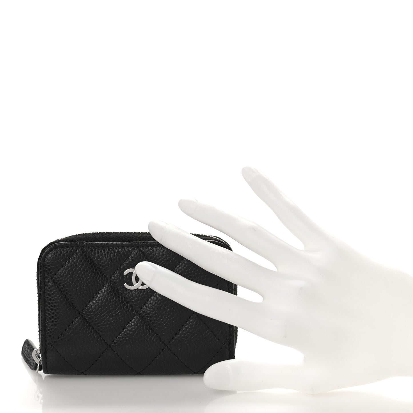 Caviar Quilted Zip Coin Purse Black