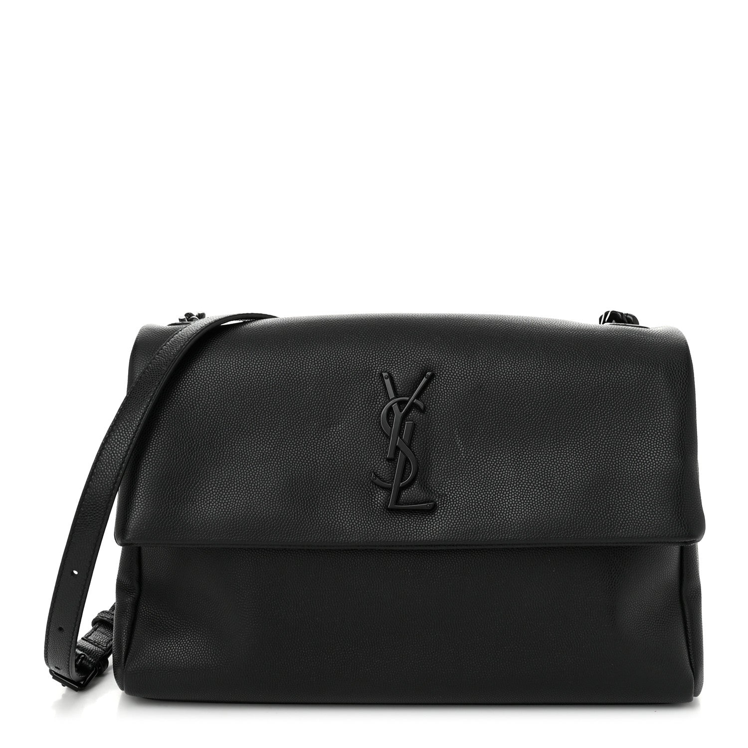 Saint Laurent Grain De Poudre Medium West Hollywood Monogram Fold-Over Black 1 of 10