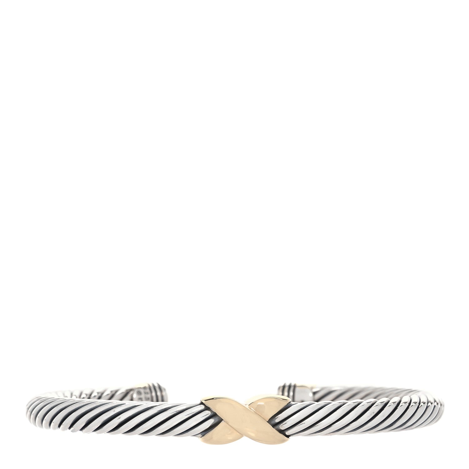 David Yurman Sterling Silver 14K Yellow Gold 5mm X Station Cable Bracelet 1 of 5