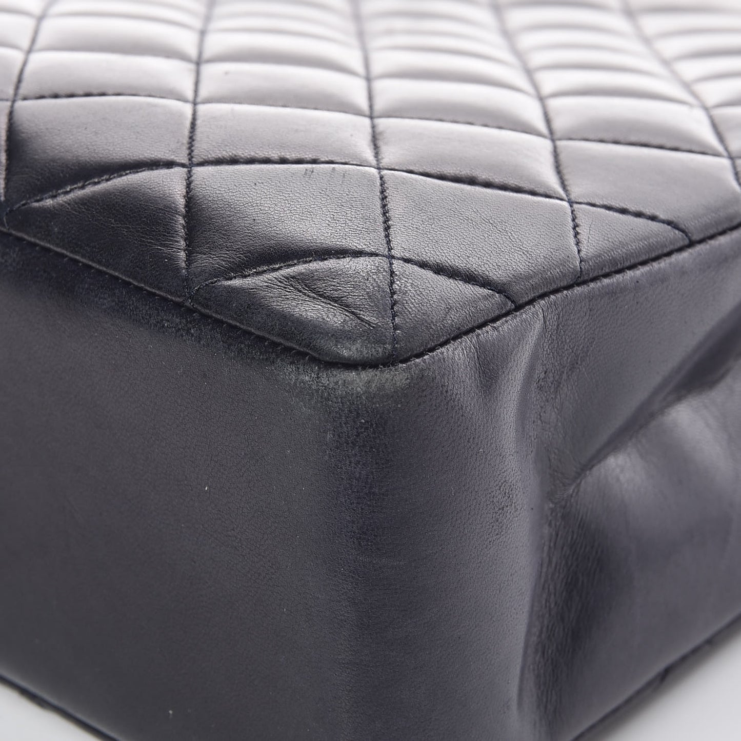 Lambskin Quilted Shopping Tote Navy