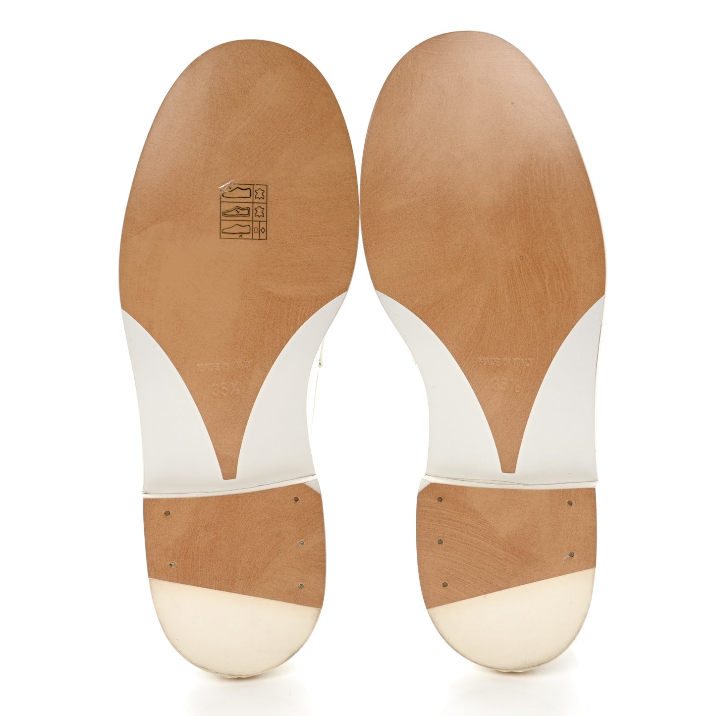 Shiny Calfskin Logo Loafers 35.5 White